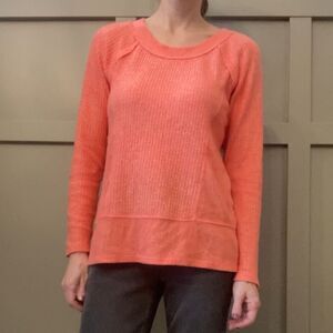 𝅺ANTHROPOLOGIE Eri + Ali Waffle Knit Thermal Cozy Long Sleeve Top Coral Size XS